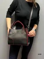 Чорна з червоним краєм - cтильна молодіжна зручна сумка Lady Bags у стилі Total Bag (0430)