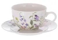 Чашка з блюдцем Bona Di Floral K027 300 мл 15.5 см біла