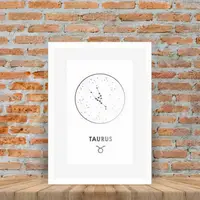 Постер "Зодиак: Телец" фольгированный А3, Белый-серебро, А3, английский