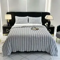 Плед Dushka Home Шарпей Смужка 7 см 21799 200х230 см світло-сірий