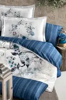 Турецкое Постельное Белье La Romano Premium Satin 300TC Floral Blue 200х220см