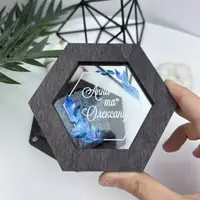 Весільна коробочка для обручок з мохом, іменна підставка під обручки, дерев'яна скринька на весілля, весільний декор