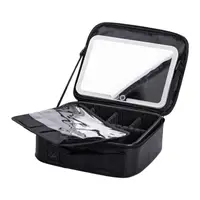 Органайзер косметичка из эко кожи с зеркалом и подсветкой 26×22×9 см HP-10-2AB