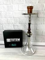 Кальян із прозорою скляною колбою та шахтою з нержавіючої сталі Totem Evo Wood - Burned (браун)