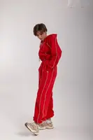 Вільний спортивний костюм з капюшоном - червоний цвет, M