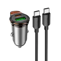 Адаптер автомобильный HOCO Rigorous dual port car charger NZ16A (Type-C to Type-C set) |1USB/1Type-C, 43W/3A, PD25W/QC|