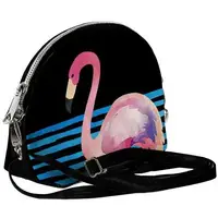 Сумка маленькая Coquette Фламинго на черном фоне 18x14x7 см (COQ_TRO006_BL)