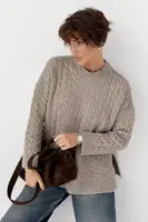 В'язана туніка з косичками - кавовий цвет, ONE SIZE