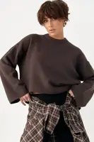В'язана однотонна кофта з широкими рукавами - коричневий цвет, ONE SIZE