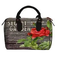 Сумка бочонок Barrel Красный цветок 28x18x17 см (SB_14S046_BL)
