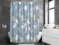 Тканевая штора для ванной комнаты FIORI BLU с кольцами. Размер 180*180