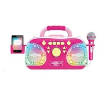 Детский игрушечный караоке, подсветка, микрофон, Bluetooth, MP3-кабель, USB-кабель, USB-кабель. Розовый (155255)