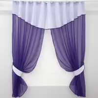 Кухонный комплект, (270х170см.) шторки с ламбрекеном и подхватами. Цвет фиолетовый с белым. Код 084к 52-0264