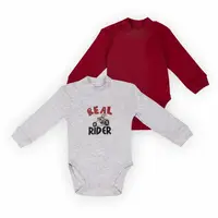 Детский  комплект-боди для малышей GABBI BD-24- 6 (2шт) Бордовый/Серый р.92 (13931)