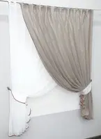 Кухонний комплект (320х170см.), шторки з підв'язками. Колір білий з пудровим. Код 101к 52-0230