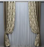 Комбіновані (2шт. 1,3х2,7м.) штори з тканини льон. Колір коричневий з бежевим. Код 014дк (277-1271ш) 11-0143