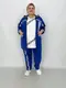 Свободный прогулочный костюм тройка." Королева " Blue & White   удлиненная кофта   штаны   футболка 66-68