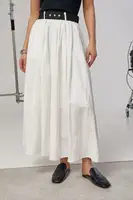 Однотонная юбка медная с поясом - молочный цвет, ONE SIZE (есть размеры)