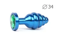 ВТУЛКА АНАЛЬНА "BLUE PLUG MEDIUM" синя , L 80 мм D 34 мм, вага 90г, колір кристала зелений