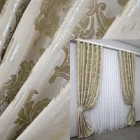 Комплект (2шт.1,5х2,8м.) готовых штор из ткани блэкаут "Корона". Цвет шампань. Код 1114ш 30-914