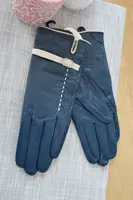 Женские кожаные перчатки синие Большие 3-374