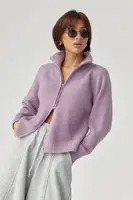 Короткий в'язаний кардиган на блискавці - лавандовий цвет, ONE SIZE