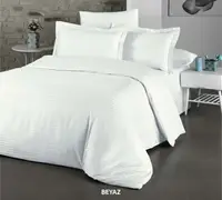 Семейное Турецкое Постельное Белье Cotton Shine Stripe Satin Белый 160х220см (2 шт)