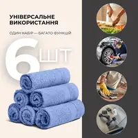 Набор полотенец 6 шт 30х30 см махровые пл 550 нутаральный хлопок, салфетка, полотенце синий