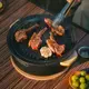Настольная круглая печь с решеткой гриль и сковородкой Naturehike CNK2550CF010, 36*32.6*12 см, хромированное железо