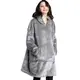 Толстовка плед с капюшоном и рукавами Huggle Hoodie оверсайз. Цвет: серый