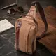 Вертикальная мужская сумка через плечо из плотного текстиля Vintage 22191 Коричневый