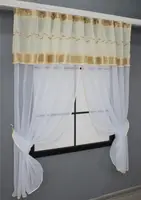 Кухонні штори (270х170см.) з ламбрекеном, на карниз 1-1,5м. Колір білий з бежевим. Код 084к 52-0833