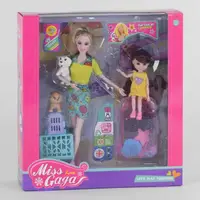 Кукла "Miss Gaga". 2 питомца, ребенок, переноска, чемодан, аксессуары. Multicolor (95066)