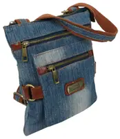 Молодіжна сумка джинсова на плече Fashion jeans bag блакитна