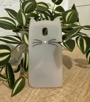 Силиконовый чехол для Samsung Galaxy J530 - 3D Cat (Кот с усами), Белый