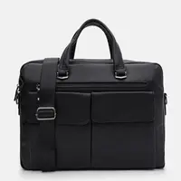 Чоловічий шкіряний портфель Borsa Leather K166457bl-black
