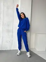 Костюм из микровельвета AO207 Синий Oversize XL-3XL
