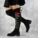 Женские ботфорты с вышивкой Fashion Rafael 1326 36 размер 23,5 см Черный