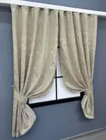 Комплект (2шт. 1,3х1,7м.) коротких штор, льон мармур «Pavliani ХО». Колір теплий бежевий. Код 1272ш 35-0201