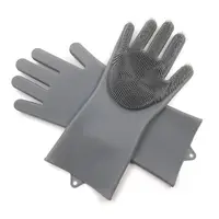 Хозяйственные силиконовые перчатки для уборки и мытья посуды Magic Silicone Gloves Темно-серый