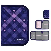 Пенал без наповнення Kite 621 Check and Hearts K24-621-1 4х14х20.5 см