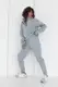 Женский спортивный костюм с молнией на воротнике - серый цвет, L/XL