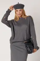 Жіночий рваний джемпер - темно-сірий цвет, ONE SIZE