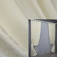Комплект (2шт. 1,5х2,7м.) щільних жакардових штор. Колір молочний. Код 1544ш 33-0408