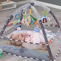Игровой детский манеж с игрушками, коврик для ползанья, развивающий коврик для малышей, серый
