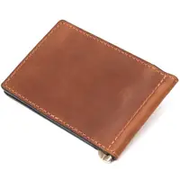 Чоловічий шкіряний вінтажний затиск GRANDE PELLE 11477 Коричневий