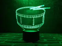 3D ночник "Барабан" (УВЕЛИЧЕННОЕ ИЗОБРАЖЕНИЕ) + пульт ДУ + сетевой адаптер+ батарейки (3ААА)  3DTOYSLAMP