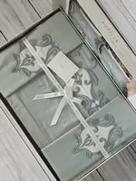 Diamond mavi сатинова постіль з вишивкою. Євро розмір. Pupilla Туреччина.