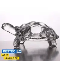 Стеклянная статуэтка Черепаха RESTEQ — интерьерная фигура талисман 21×15×9.5 см, прозрачный декор животное