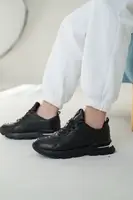Женские кроссовки кожаные весна/осень черные Emirro 1027-01 Black Edition 33